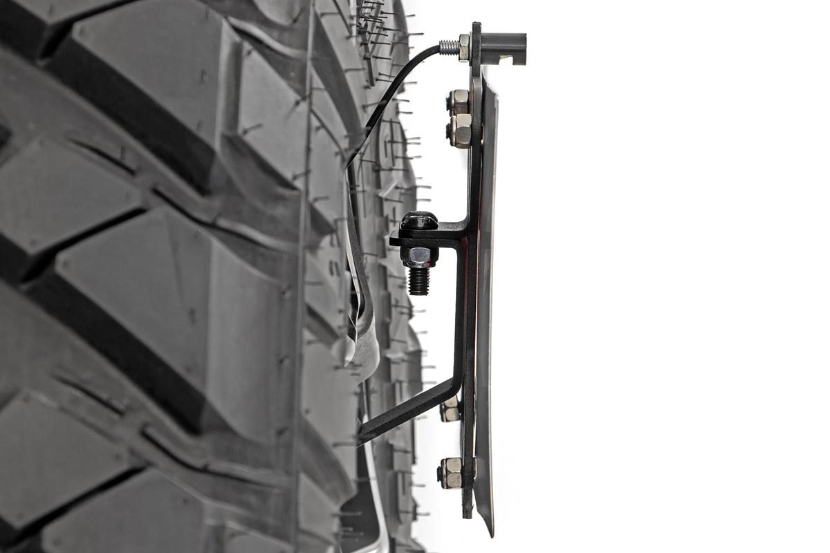 Jeep Wrangler License Plate Relocation Bracket - Rough Country - Adjustable - Black - '07-'10